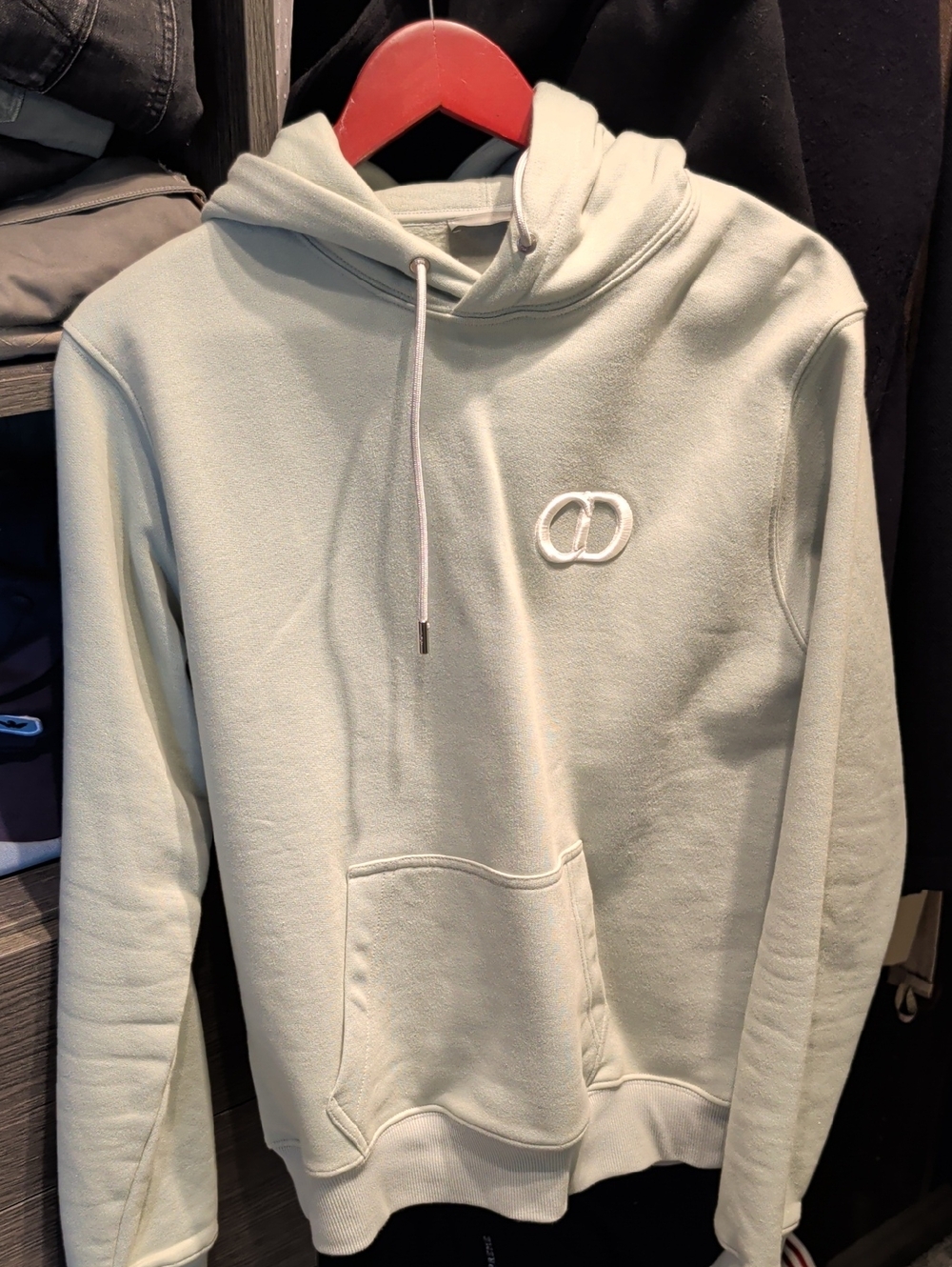 Dior Men's Sage Green Pullover Hoodie with Embroidered Logo
